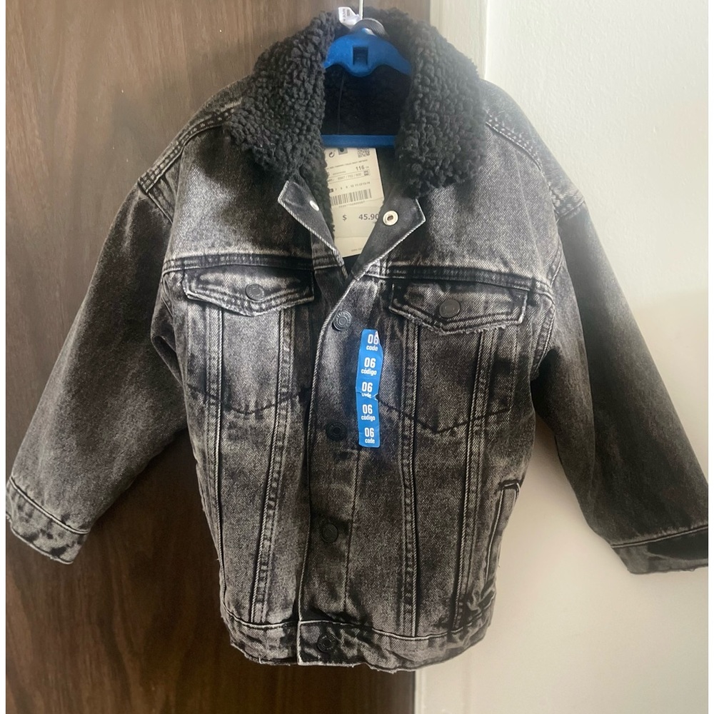 Zara Boys Fleece Trim Denim Jacket 6years (45, 7 inches)